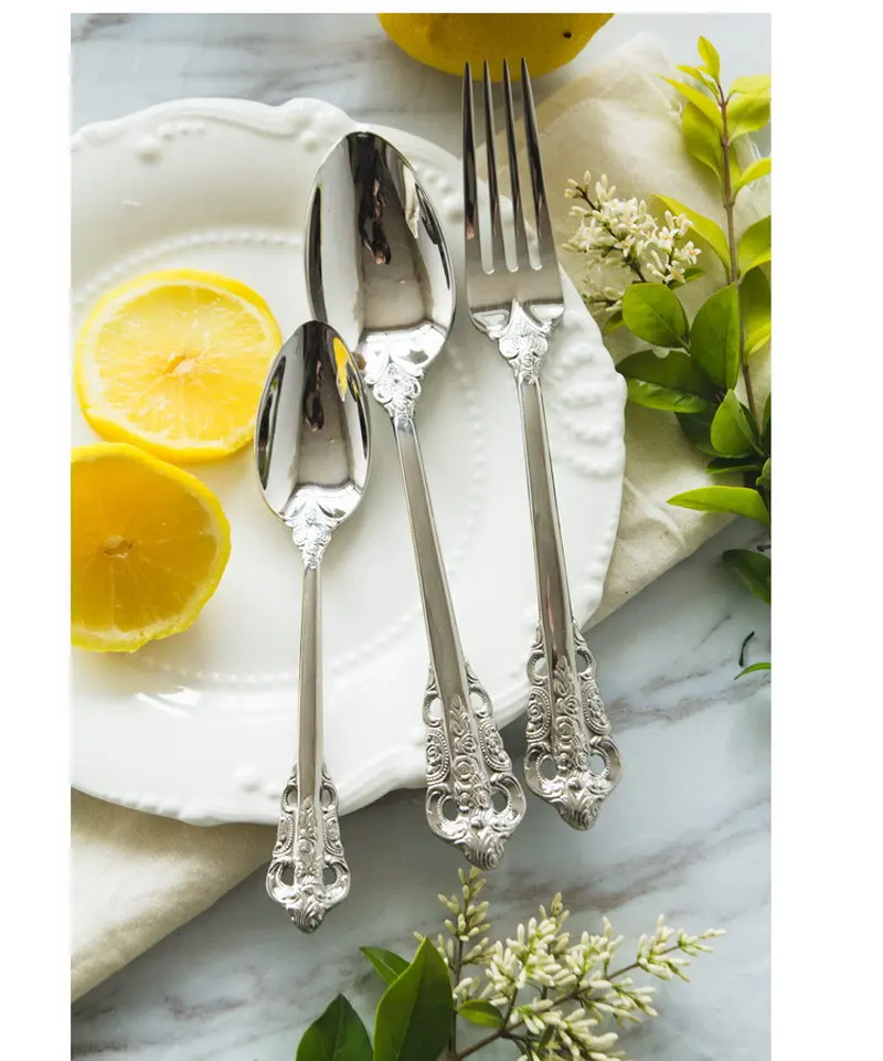 Рельефная посуда в европейском дворцовом стиле золотого цвета ретро 304 набор