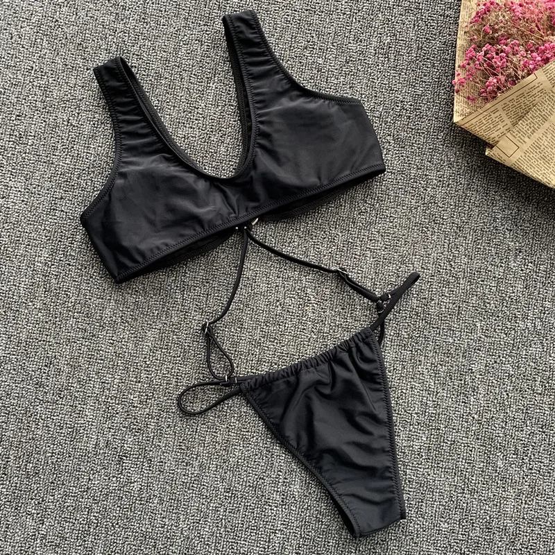 MUXILOVE 2019 Новый женский цельный купальник бикини с бретельками сплошной цвет