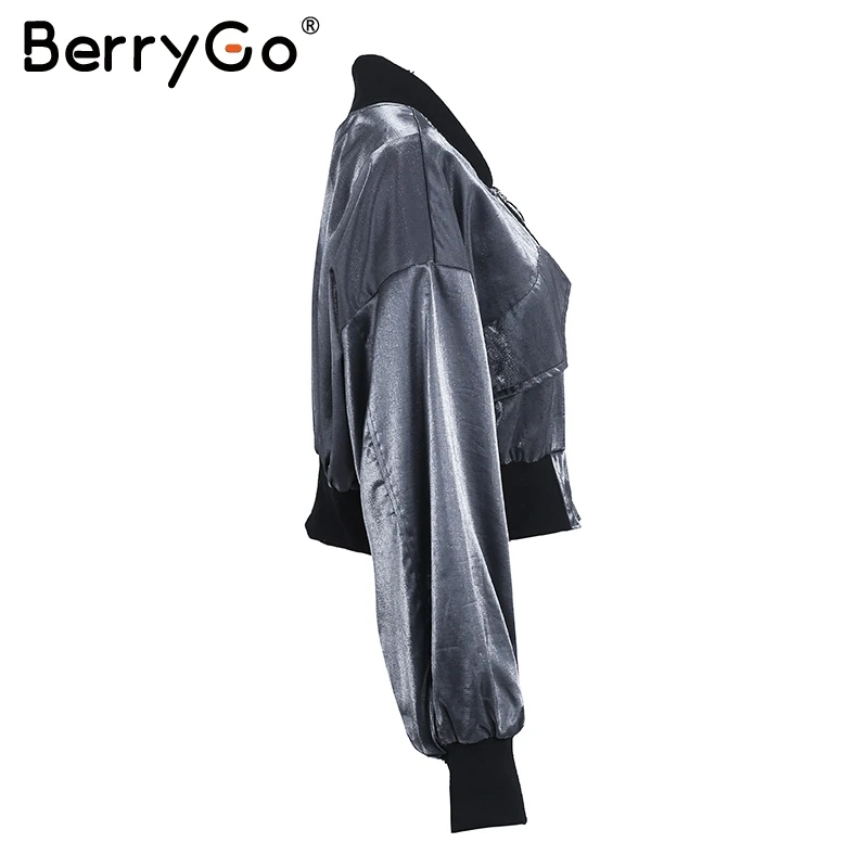 BerryGo Женская куртка с рукавом летучая мышь, верхняя одежда, пальто, уличная бейсбольная Базовая куртка, модная осенне-зимняя женская куртка