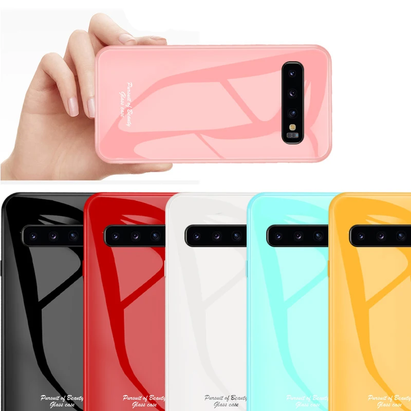 Чехол из закаленного стекла карамельного цвета для Samsung Galaxy S9 S10 Plus S10E Lite Note 8 9 5G