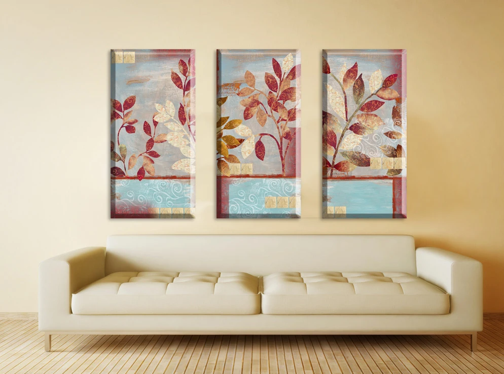 3 предмета дешевые в американском стиле абстрактные красные листья холст