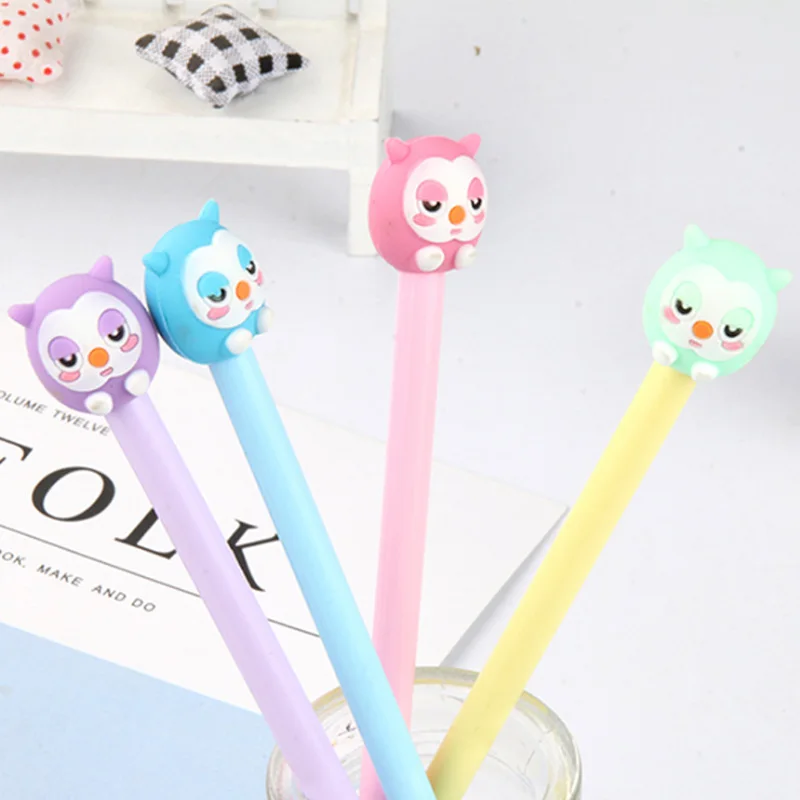 

4pcs/lot Cartoon Creative Bird Black Water gel pen Gift Stationery office school supplies Kawaii Decorative Neutral pen
