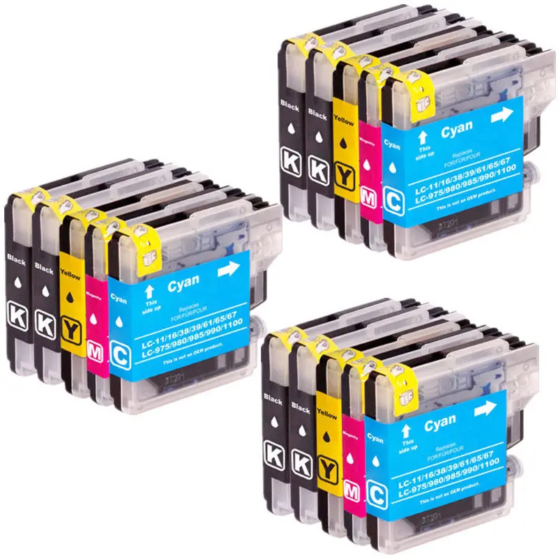 15x LC980 LC1100 чернильные картриджи совместимые с Brother MFC 5890CN 6490CW 195C 197C 365C|Чернильные