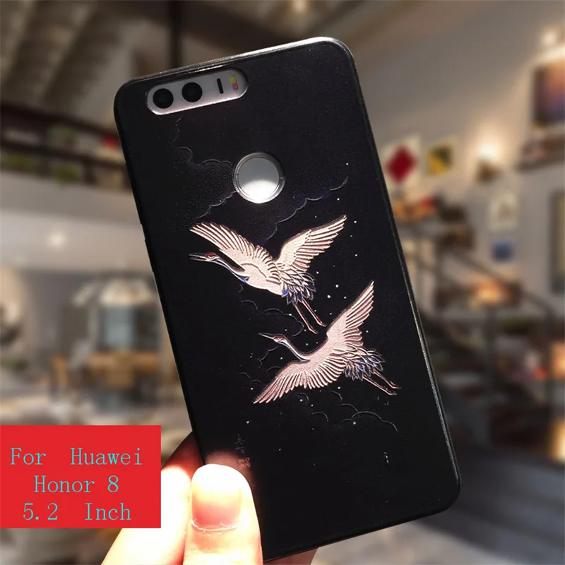 Чехол для Huawei Honor 8 чехол мягкий 3D рельефный рисунок с рисунком силиконовый чехол задняя крышка мобильного телефона чехол бампер 5,2 ''Coque