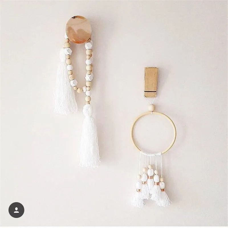 Деревянное кольцо с бусинами в скандинавском стиле шерстяная фотопалатка