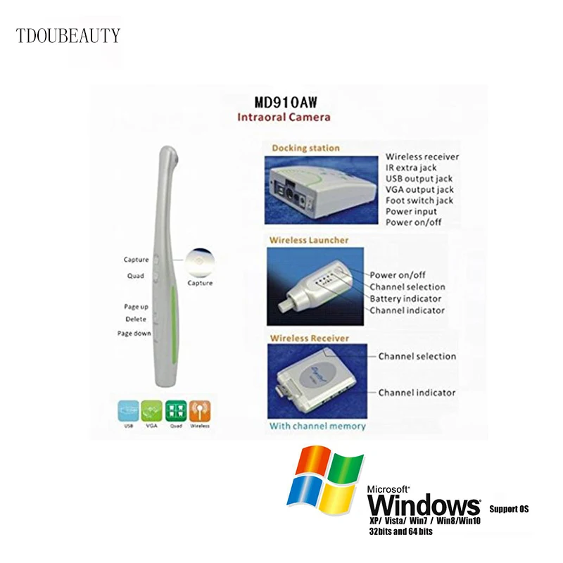 TDOUBEAUTY 1.3 Мега Пикселей Беспроводной VGA/USB 2 Выход Стоматологическая Интраоральной