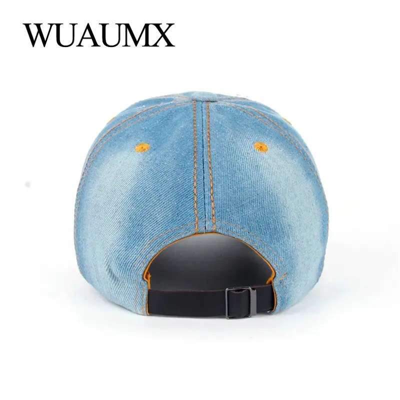 Wuaumx Rhinestone Baseball Cap Women Handmade Butterfly Bling Cap For Girl Lady Snapback Caps Denim Visor casquette femme sport