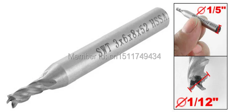 

Straight Shank Slot Drill Milling Cutters Three Flute End Mill Bit 5pcs