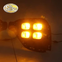 2pcs for hyundai creta ix25 2017 2018 led daytime running light south american version fog drl with yellow turning signal lamp