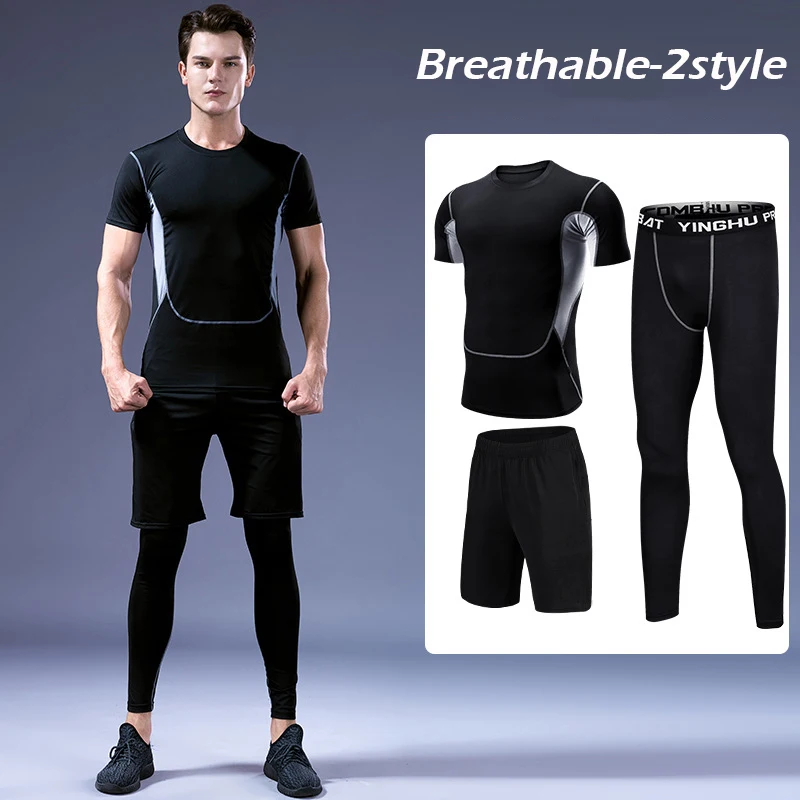 2style Мужские спортивные костюмы весна лето быстросохнущие комплекты одежды спортивный костюм для бега тренировки Спорт Фитнес спортивные костюмы наборы для бега - Цвет: 2style