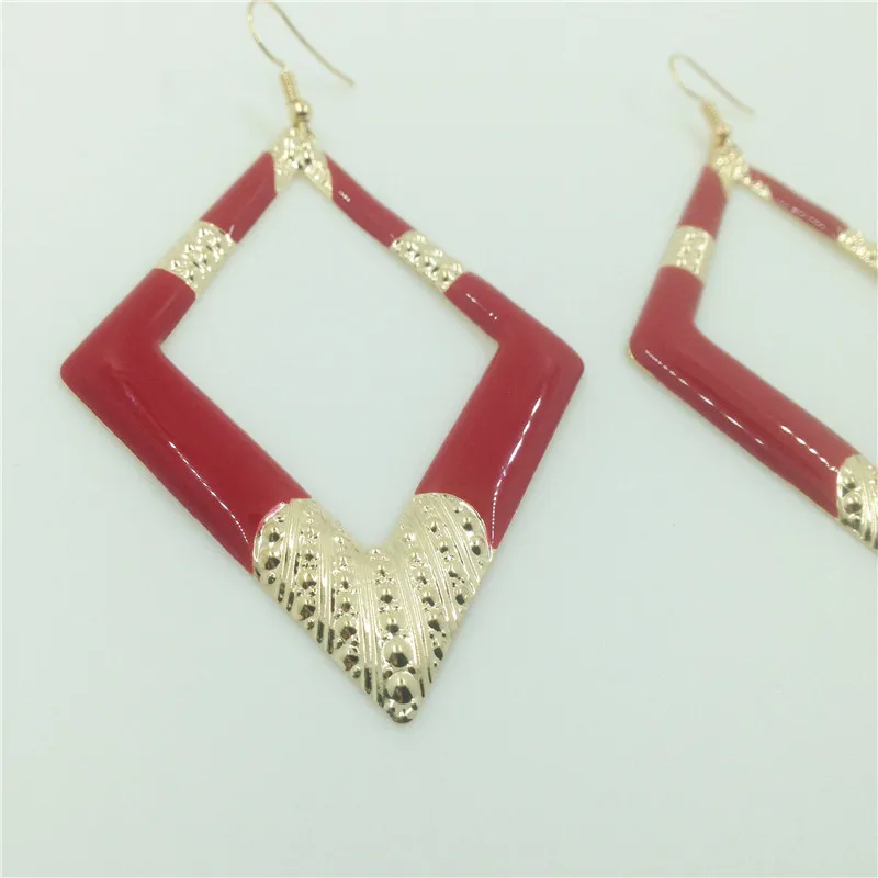 Yiwu Ethnic Big Red Earrings Geometric Metal Women Iron Alloy Blue Black Earring For Best Gift | Украшения и аксессуары