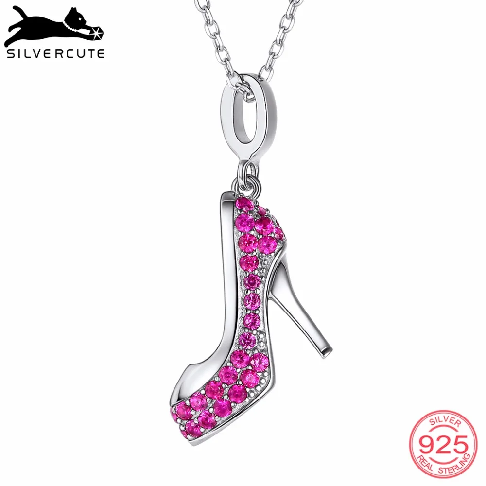 SILVERCUTE/модные туфли на высоком каблуке с розовыми кристаллами женское ожерелье