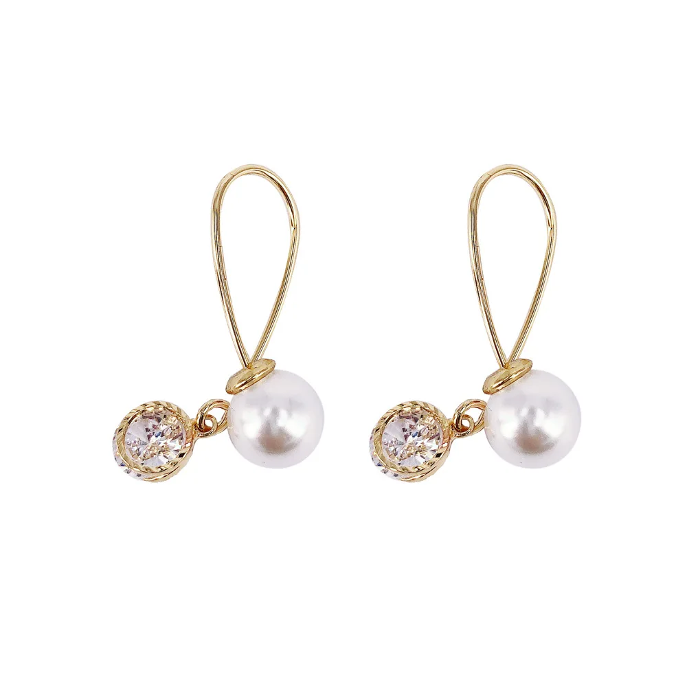 

The new metal fashion pearl earrings contracted cross crystal Women Drop earrings Jewelry