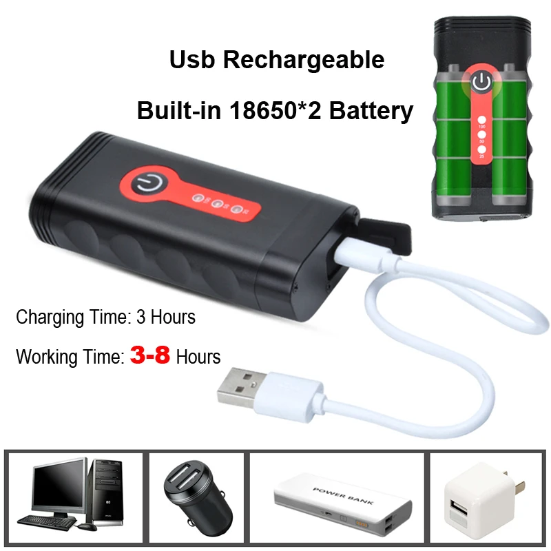 NEWBOLER 2400 Lumen Bike Light Set L2 Bicycle Lantern USB Chargeable Waterproof Cycling Lamp MTB Headlight LED Rear Front Light