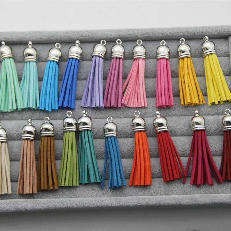 10 шт. 55 мм винтажные Кожаные Кисточки с серебряной бахромой для самостоятельного