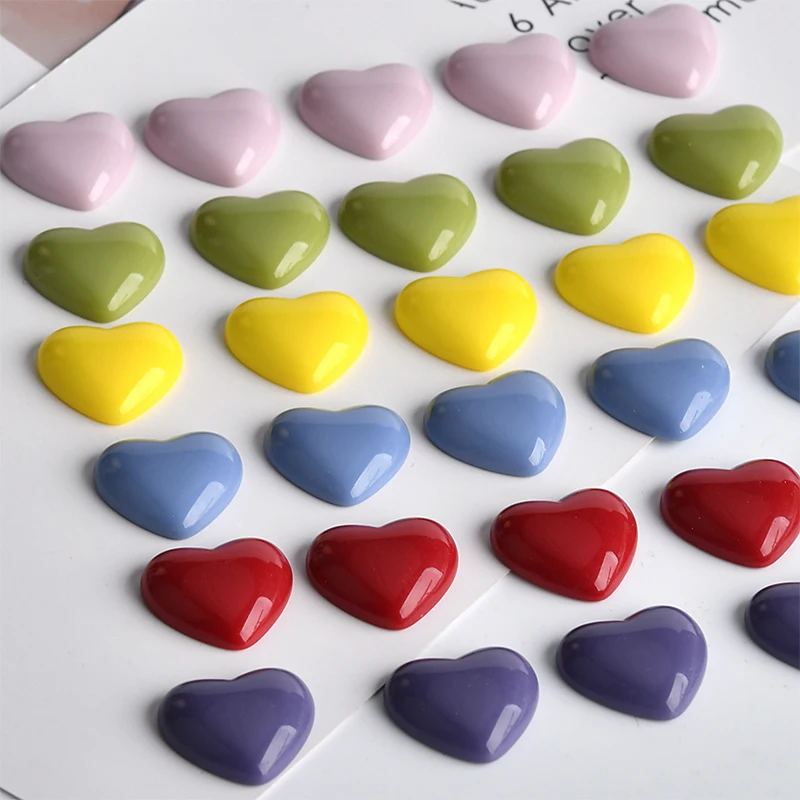 

50pcs/lot color printing geometry hearts shape resin flatback fashion beads diy jewelry stud earrings pendant accessory