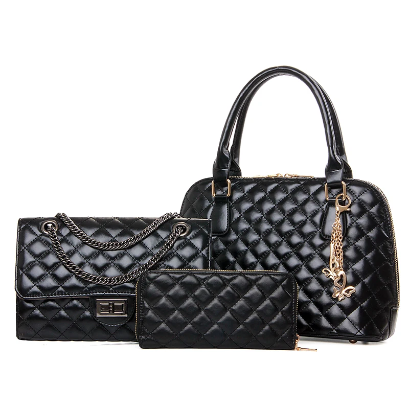 

2018 Design Plaid Ladies Shoulder Bag High Quality PU Leather Handbags Fashion Chains Women Composite Bag Female Crossbody Bags