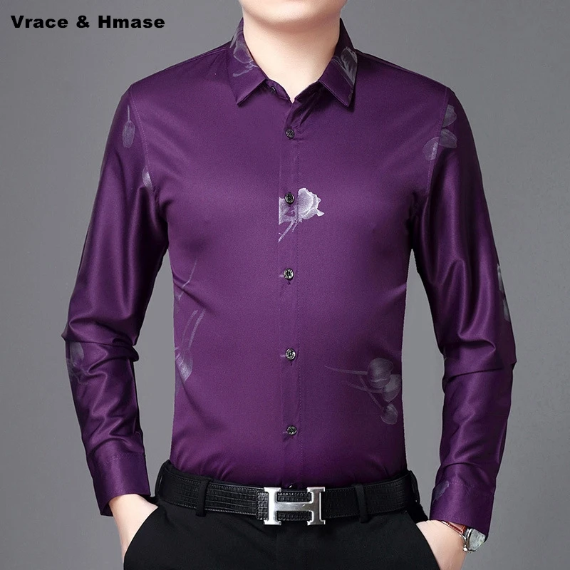 

Рубашка мужская деловая с длинным рукавом и принтом, осень 2018