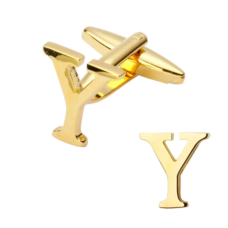 New high quality brass plated letters Y Cufflinks Mens Jewelry shirt cuff Cufflinks twins English letters