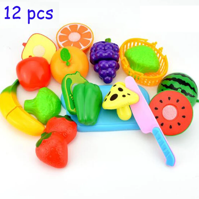 KAWO Plastic Play Toy Fruit and Vegetables Cutting Kids Pretend Educational Toys Cooking Kitchen for Girls Boys | Игрушки и хобби