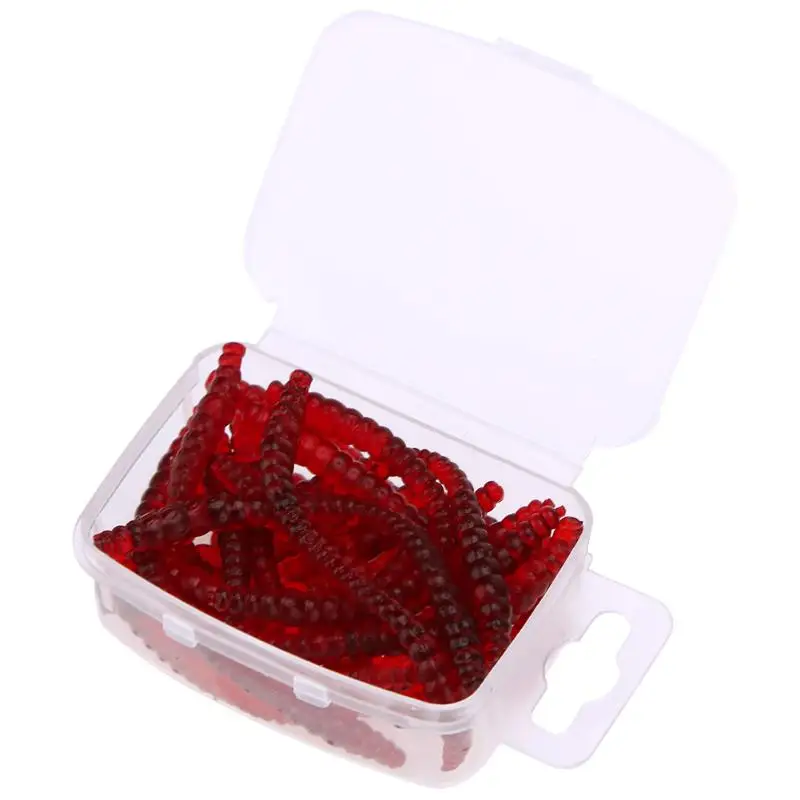 20Pcs 6cm Simulation Earthworm Red Worms Rubber Artificial Fishing Lure Tackle Soft Bait Lifelike Fishy Smell Lures With Box | Спорт и