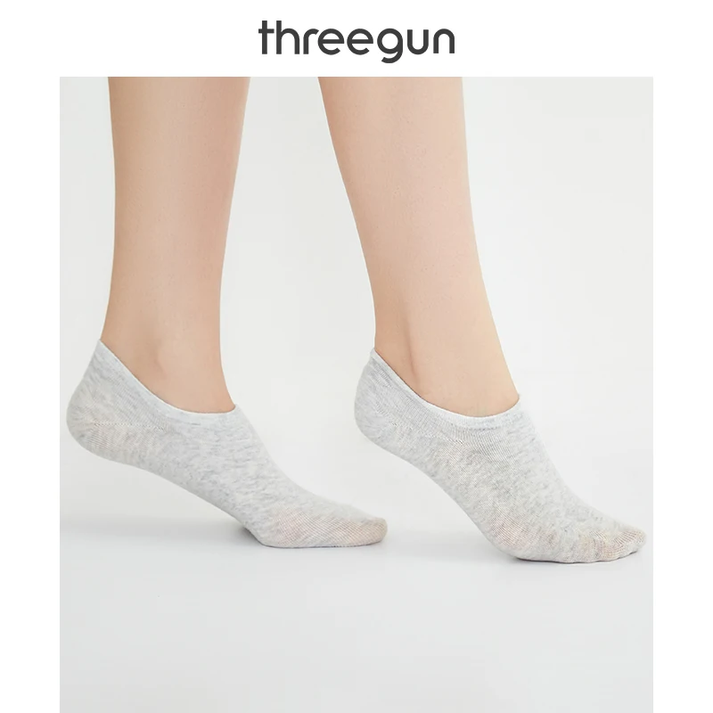 THREEGUN/3 пары женских носков без рисунка Нескользящие тонкие повседневные носки с
