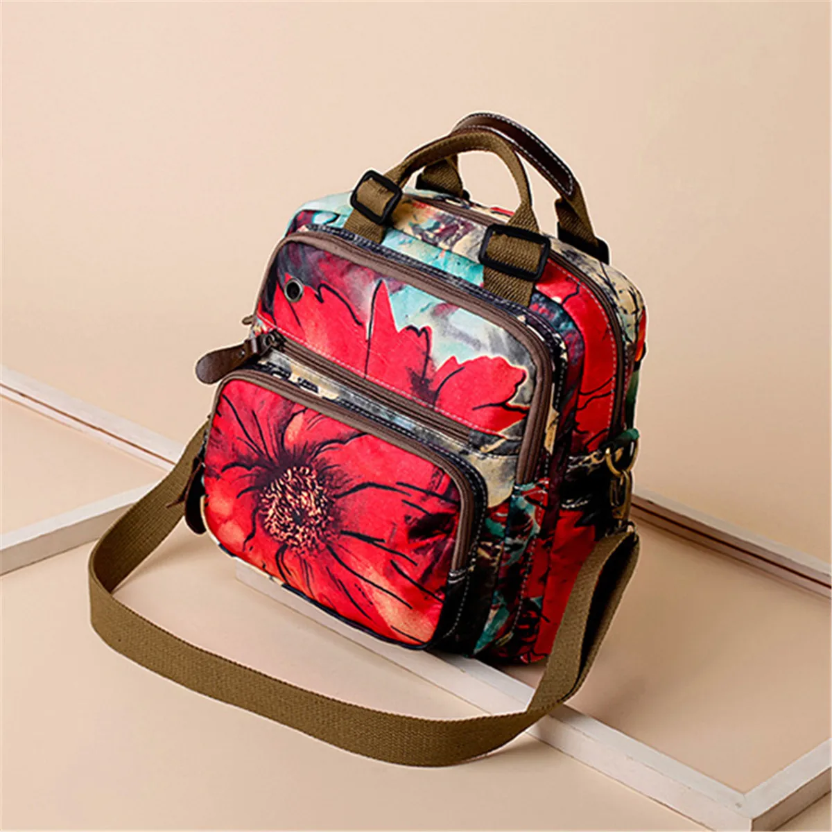 AEQUEEN, женская сумка Mochila, Национальный стиль, для улицы, цветочный узор, сумка через плечо, большая емкость, рюкзак для мамы, для женщин