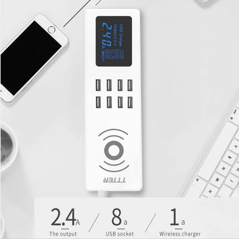 TTTEN QI Беспроводной USB Зарядное устройство 8 мобильного телефона s Smart светодиодный