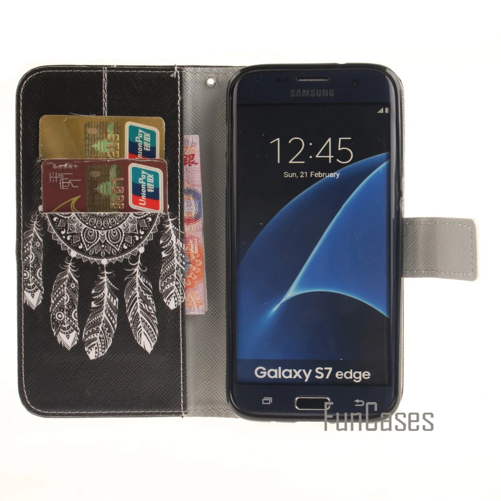 Чехол-бумажник чехол для fundas samsung Galaxy S7 Edge G9350 G935 coque 5 дюймов + держатель карт |