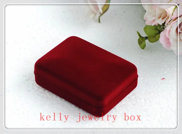 40pcs/lot High Quality Dark Red Velvet Jewelry Box 8x6x3cm Necklace Pendant Gift Box Jewelry Display Packaging Box Case