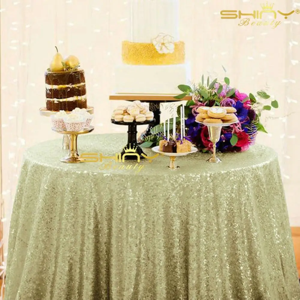 Matte Gold ShinyBeauty 108in круглый изменен белый блесток скатерть Shimmer круглый стол Лен для Свадебная вечеринка Shipping-927k - Цвет: Matte Gold