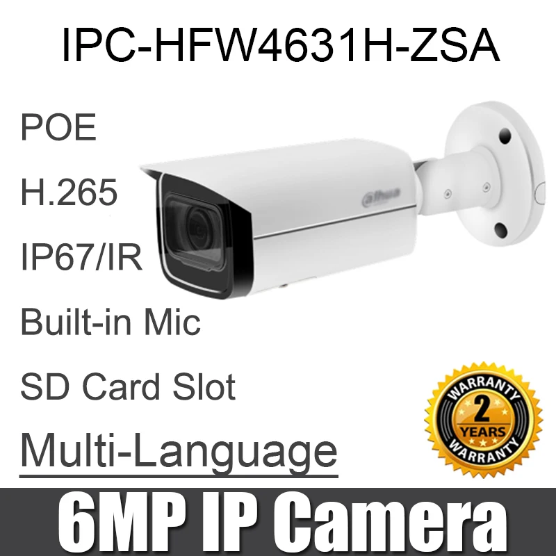 Dahua 6MP ip-камера IPC-HFW4631H-ZSA заменой IPC-HFW4431R-Z объективом 2,7~ 13,5 VF H.265 poe Встроенный микрофон слот для sd-карты камера безопасности