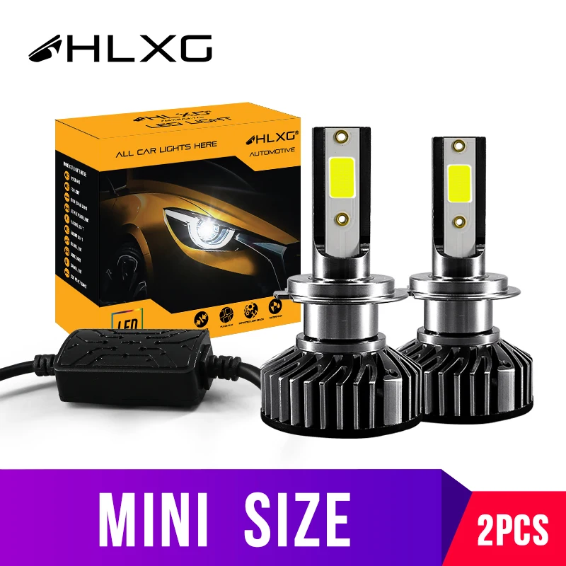 Hlxg 2 шт. мини H1 H11 HB3 HB4 9006 H4 H7 светодиодные CANBUS Ошибка Бесплатный комплект анти emc