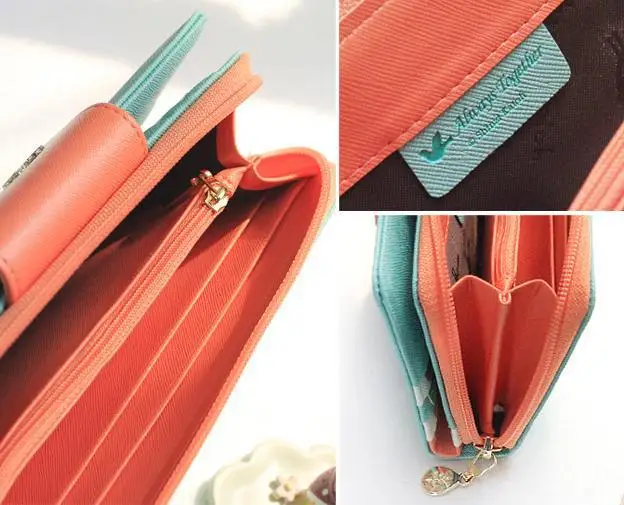 2014 Women Brand Wallets Famous Designer PU Leather Purses Multi Colors Free Shipping pj039 | Багаж и сумки