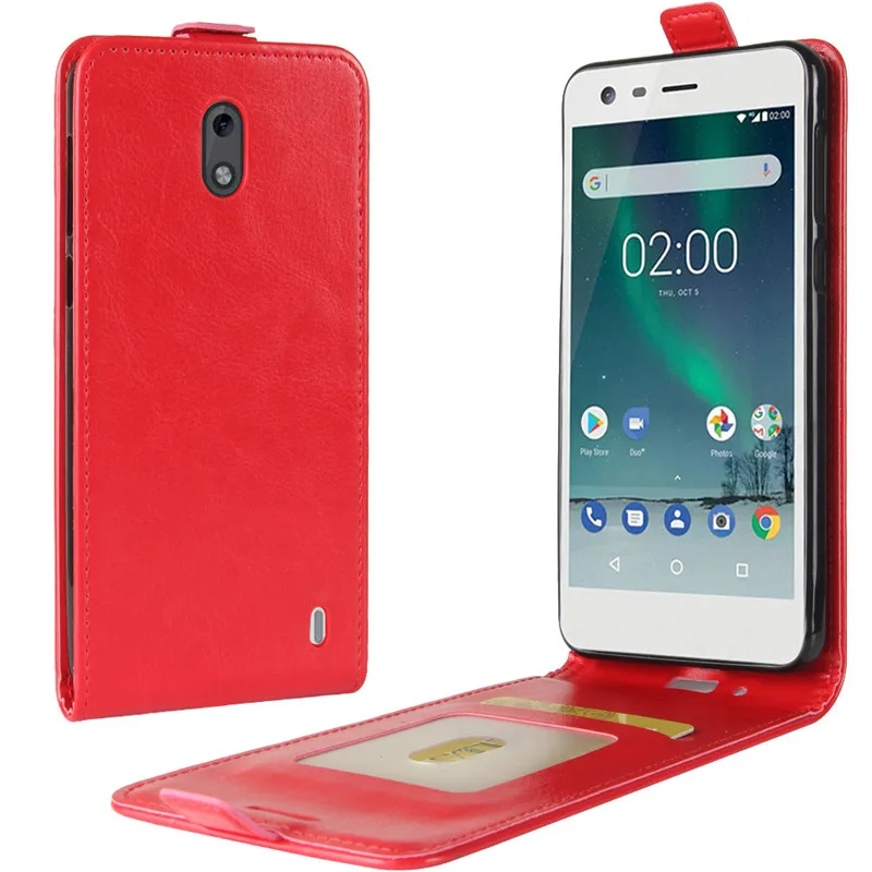 red Чехол для телефона Nokia 2, чехол Nokia2, чехол, роскошный кожаный Вертикальный флип-кошелек, сумка для телефона, чехол для Nokia 2 - Цвет: red