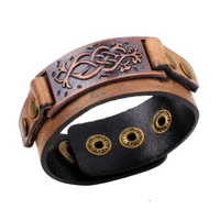 lko new arrive fashion brown genuine leather wrap bracelets bangles for womenmen punk style gifts