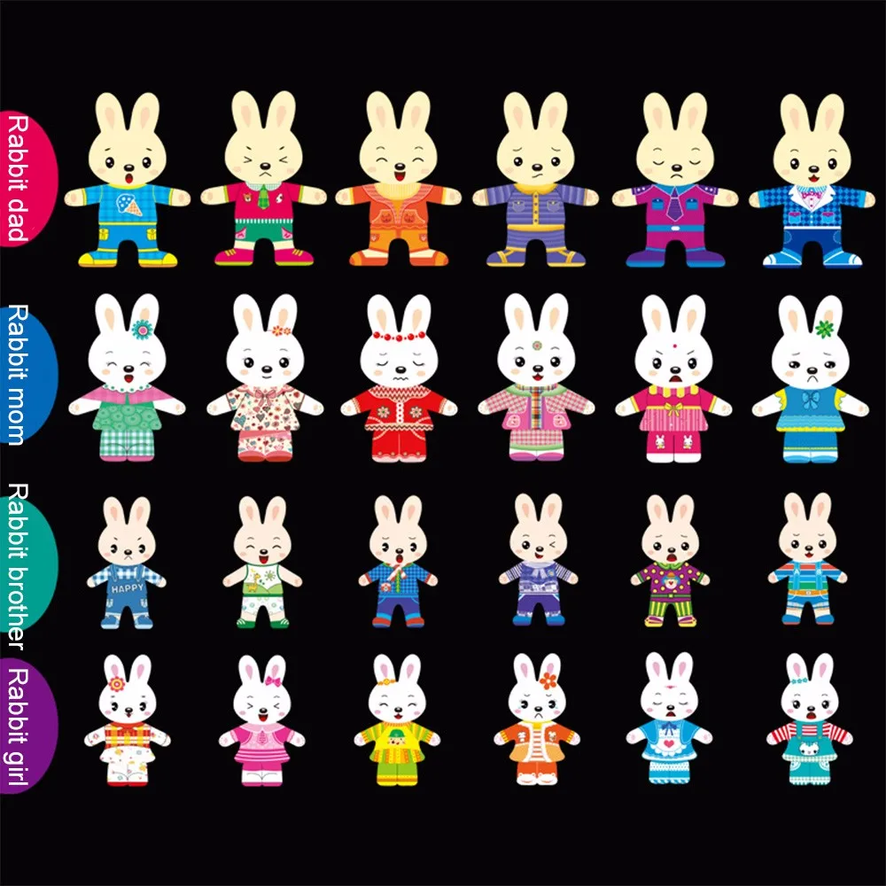 Детская ранняя Развивающие деревянные головоломки 3D изменить одежда одевания