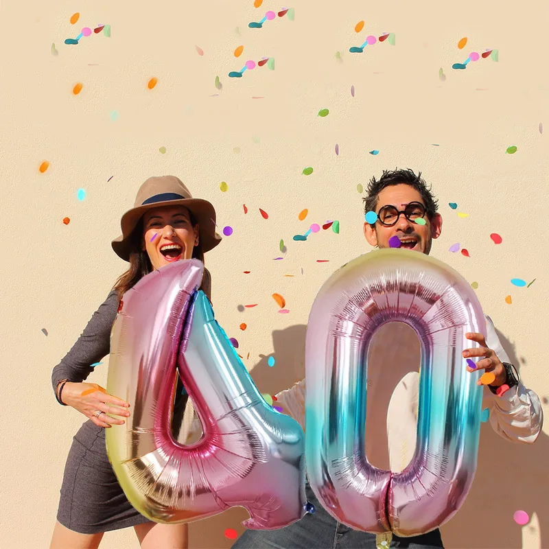 Chicinlife 2Pcs 32inch Gradient Color Number Foil Balloons Birthday Party Decoration 30 40 50 60 Year Olds Anniversary | Дом и сад