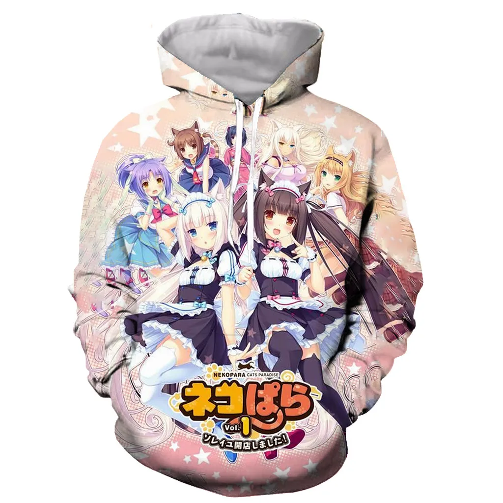 Аниме Nekopara Chocola ваниль 3D печатных мужчин и женщин толстовка модная графическая Толстовка Повседневная Уличная пуловер Толстовка