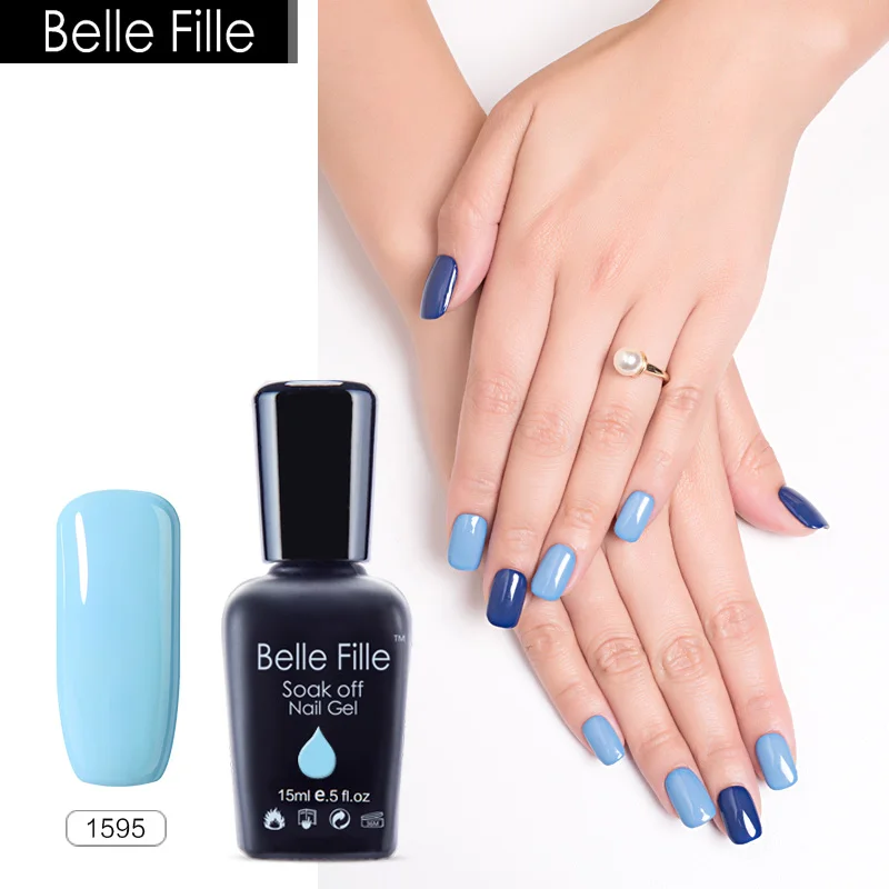 Belle Fille 237 цветной блестящий клей ногтей UV светодио дный гель лак для 15 мл