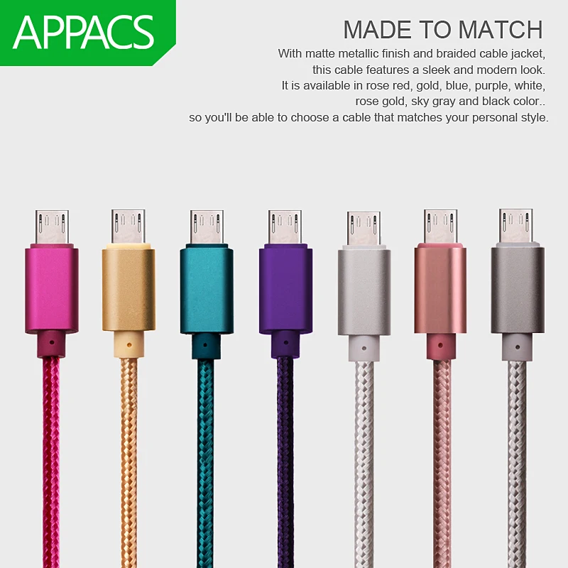 APPACS Micro USB кабель для быстрой зарядки мобильного телефона Andriod адаптер 5V2A 1 м 2 3