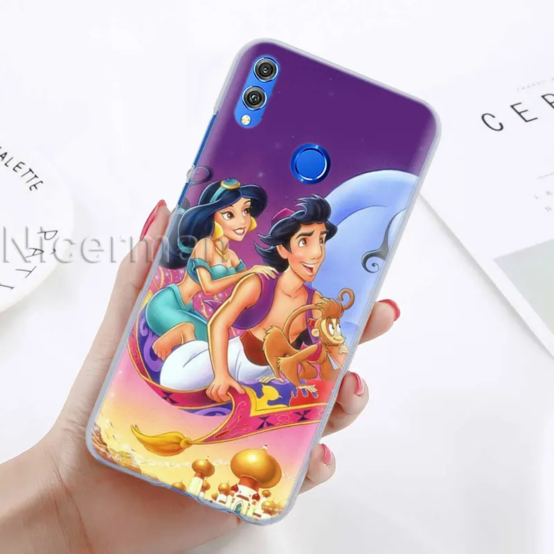 Чехол для телефона для Honor Y9 Y7 Y5 Y6 Y9 Honor 10 20 Lite 8X 8A играть прозрачная крышка Капа Аладдин, Принцесса Жасмин Капа Coque