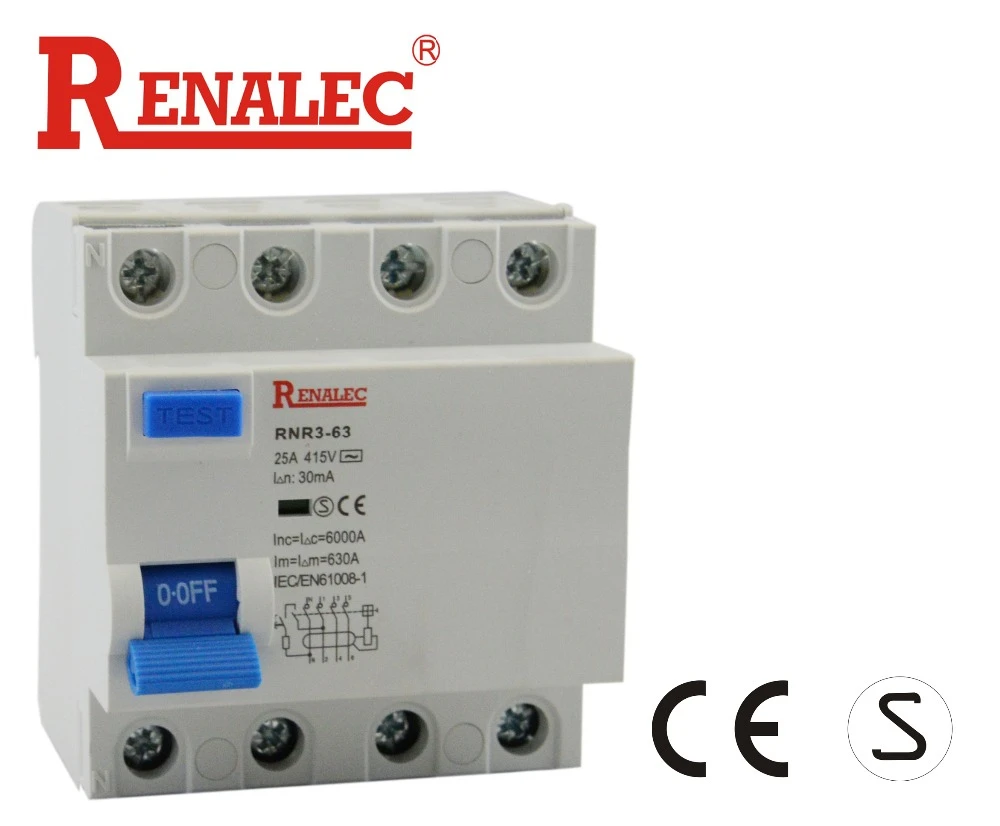 RCCB RNR3 63 3P + N 6KA электронный Тип переменного тока автоматический выключатель