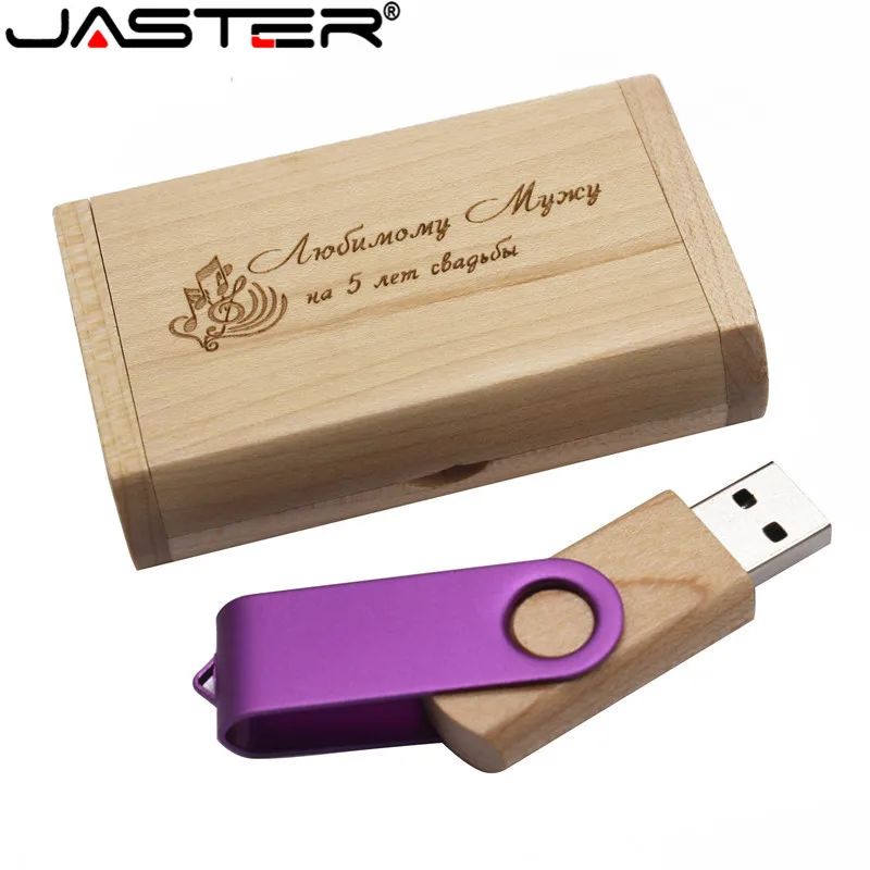 JASTER поворотный USB флэш накопитель 4 ГБ 8 16 32 usb 2 0 ручка деревянная коробка