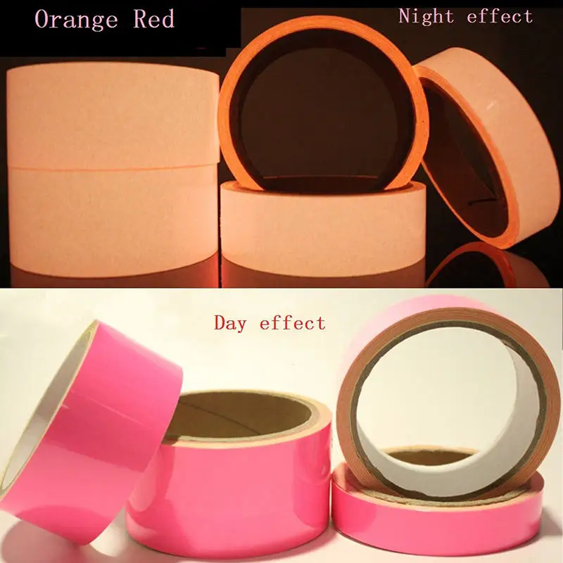 Люминесцентная плёнка для домашних животных DIY светящиеся ленты Waring Stripes ночное освещение аварийные линии стикер на стену виниловая наклейка - Цвет: Orange Red