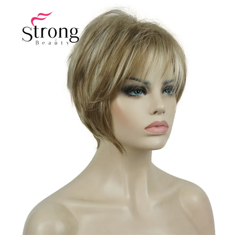 StrongBeauty короткий слоистый блондин Толстый Пушистый полный синтетический парик Тепло ОК