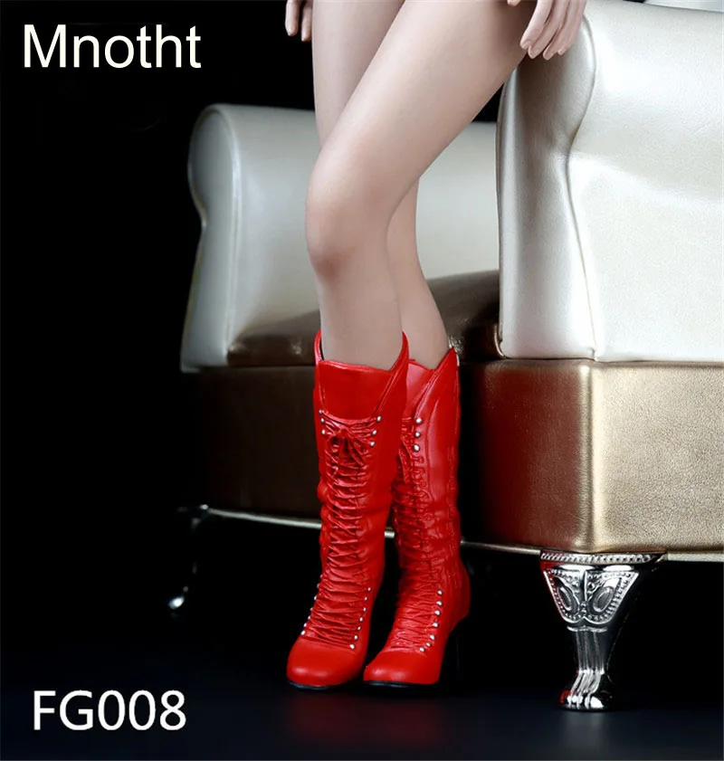 Женские ботинки на ножках Mnotht красные с клей PH FG008 l30 1/6|1/6 boots|1/6 femalebody 1/6 |