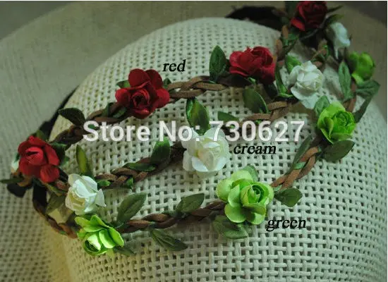 

Assorted Colors Bohemian Headband for Women 5 Flowers Braided Leather Elastic Headwrap for Ladies Hair Ornaments 10pcs/lot