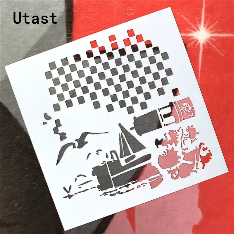 Карта лодка Чайка DIY Пластиковые наслоенные трафареты маскирующий спрей шаблон