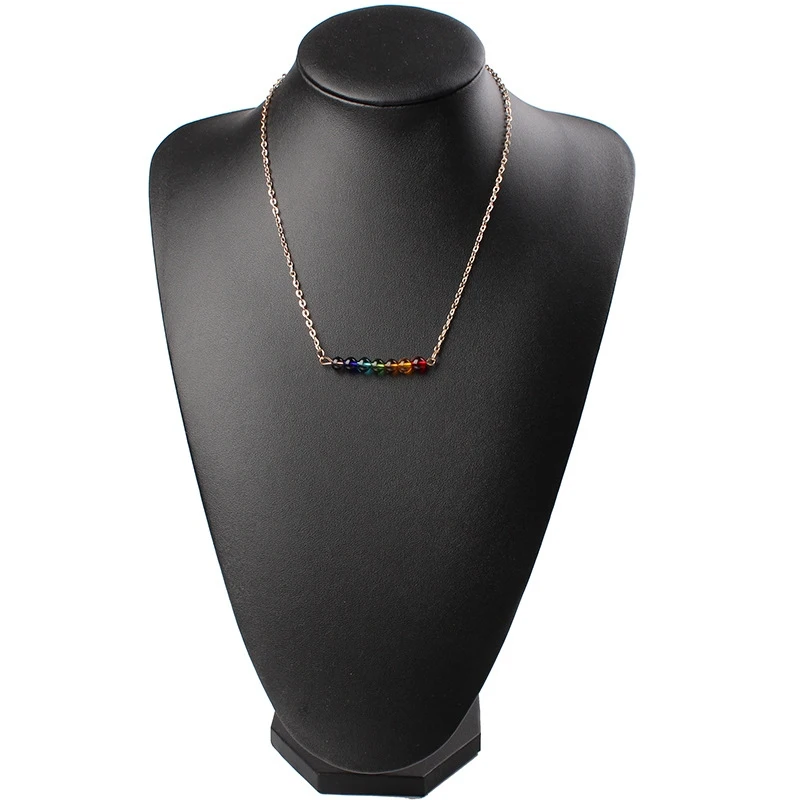 Natural Stone Necklace Seven Color Chakra Necklaces for Men Pendants Yoga Reiki Healing Balancing 7 Women | Украшения и
